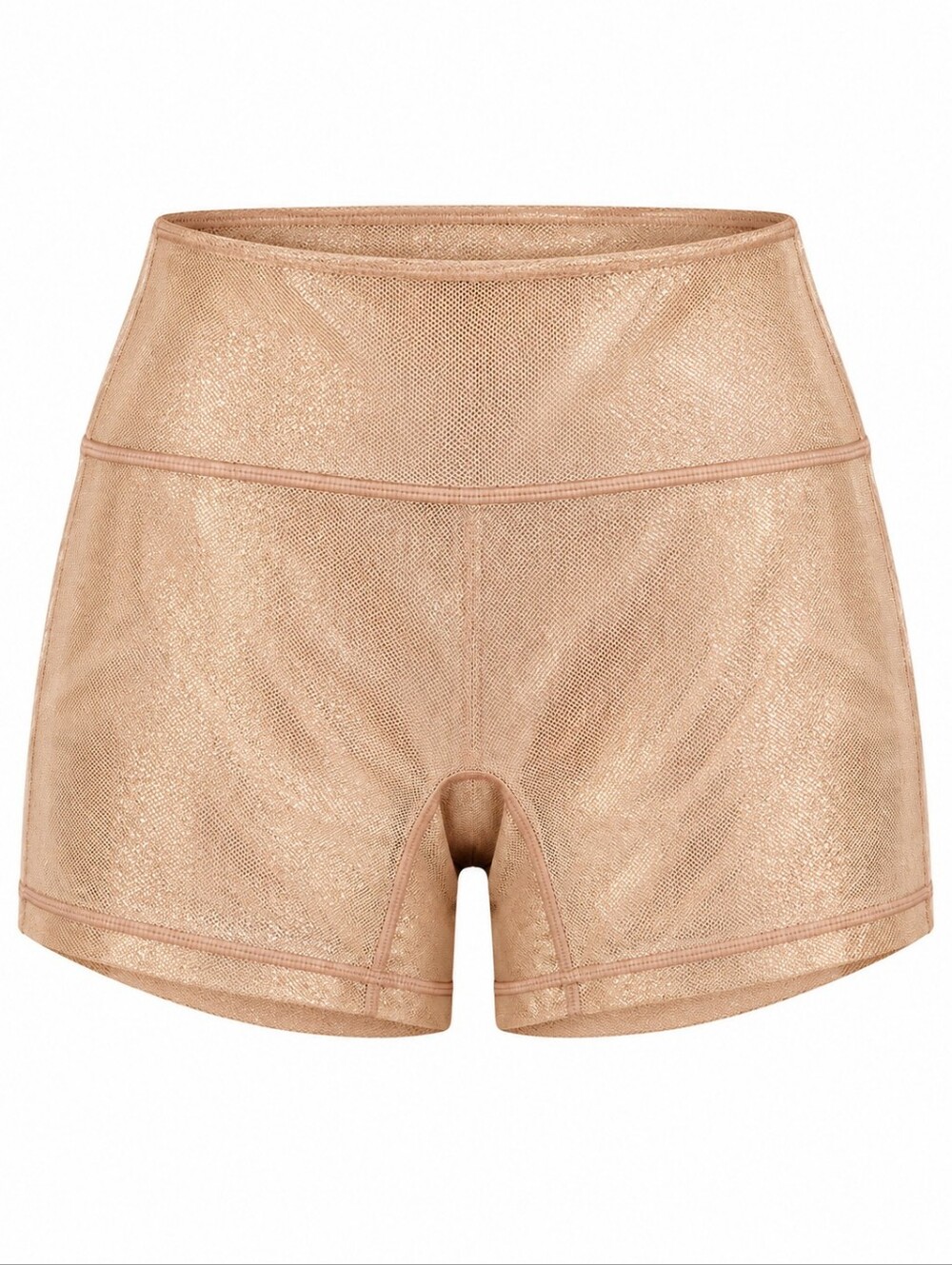 Offline by Aerie Rose Gold Metallic Shiny High Rise Athletic Shorts Sz XL Lounge